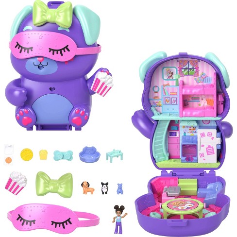 Polly Pocket Sleepover Puppy Compact Travel Toy Playset And Accessories 10pc Target