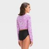 Girls' Zebra Printed Rash Guard Swim Top - art class™ Purple - image 3 of 3