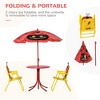 Aghana Digitals Kids 4-Piece Outdoor Folding Furniture Set with Adjustable Sun Umbrella, Ladybug - 3 of 4