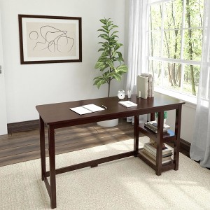 Plank+Beam Solid Wood Desk with Bookshelves for Computer, Gaming, Study, Desk for Home Office, 55" - 1 of 4