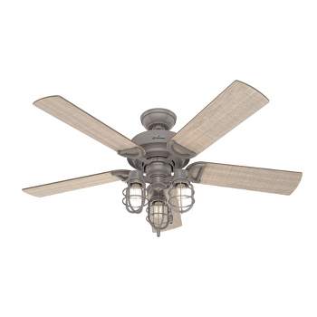 52" Starklake Damp Rated Ceiling Fan Gray (Includes LED Light Bulb) - Hunter Fan
