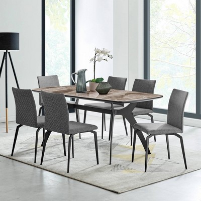 Lyon Contemporary Gray Fabric Upholstered Metal Side Chair