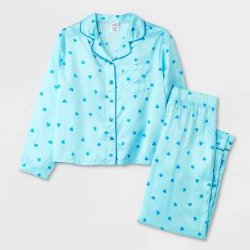 Girls' 2pc Satin Long Sleeve Button Up Pajama Set - art class™