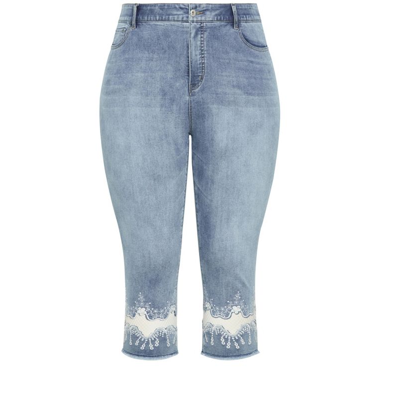 Women's Plus Size Nava Detail Crop Jean - light wash | AVENUE, 5 of 7
