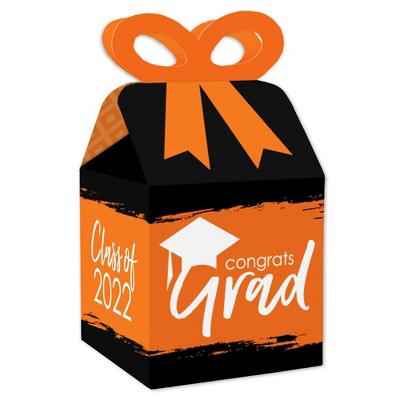 Big Dot of Happiness Orange Grad - Best is Yet to Come - Square Favor Gift Boxes - 2022 Orange Graduation Party Bow Boxes - Set of 12