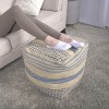 GlasFlength Ottomans and Benches Handcrafted Fabric Pouf with Natural Textures Simple Fashion Elegant Design for Modern Living, Beige, 16"*16"*16" - 2 of 4
