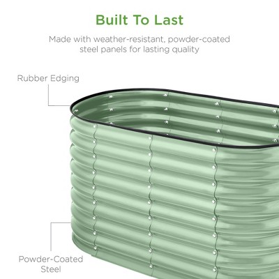 Sage Green Powder-Coated Steel Outdoor Raised Garden Bed