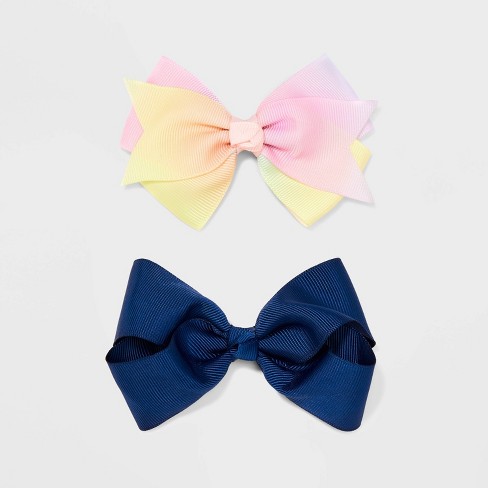 Girls' 2pk Solid Bow Salon Clips - Cat & Jack™ Pink/blue : Target