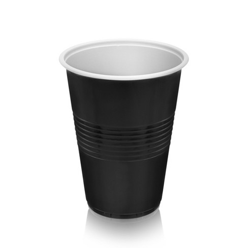 True Black Party Cups, Disposable Cups, Drink Cups for Cocktails and Beer,  16 Ounce Capacity, Plastic, Black, Set of 50