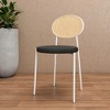 LeisureMod Velvet Dining Chair with Rattan Back, Set of 4 Side Kitchen Chair with Stainless Steel Base Euston Collection - 3 of 4