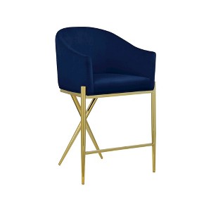 Meridian Furniture,Xavier Navy Velvet Counter Stool - 1 of 4