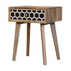 HomeRoots 22" Black White And Brown Solid Wood Geometric Bone Inlay One Drawer Nightstand - 4 of 4