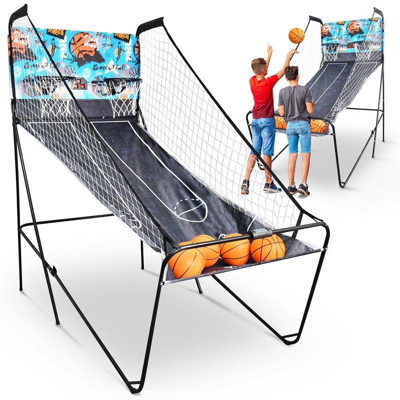 SereneLife Dual Hoop Basketball Shootout Indoor Home Arcade Room Game - Foldable, 1 of 7