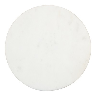Elegant Round Marble and Mango Wood Drink Table, 12" Diameter