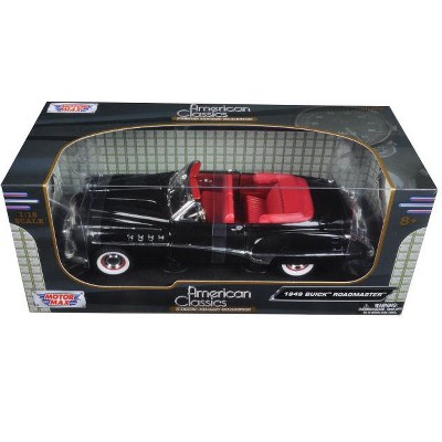 1949 Buick Roadmaster Black with Red Interior 1/18 Diecast Model Car by Motormax