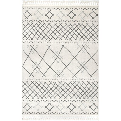 Nuloom Alara Modern Trellis Tassel Indoor Area Rug, 4' x 6', Beige