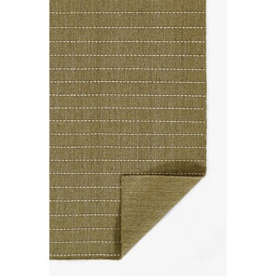 Handmade Green Wool and Synthetic Striped 5' x 8' Rug
