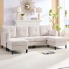 Mjkone Corduroy U-Shape Modular Convertible Sectional Sofa Couch,Upholstered 4-Seater Sofa with Movable Ottoman - 4 of 4