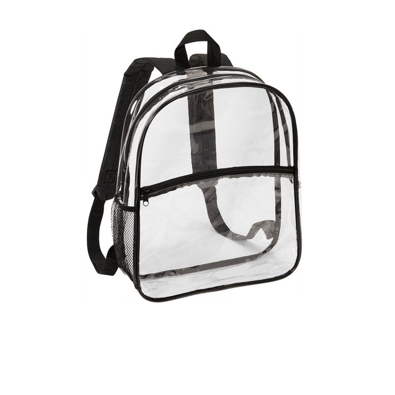 Port Authority Clear Transparent Backpack Great for Events, Travel easy visibility 15" - Clear/Black Event See-through for secuiry checks, 4 of 10
