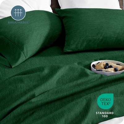 Heathered Forest Green Twin XL Microfiber Deep Pocket Sheet Set