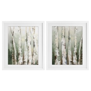 Stupell Industries Organic Birch Forest Trees 2pc Framed Print Under Glass Set - 1 of 4