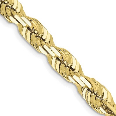 Black Bow Jewelry Men's 6.5mm 10K Yellow Gold D/C Solid Rope Chain Necklace