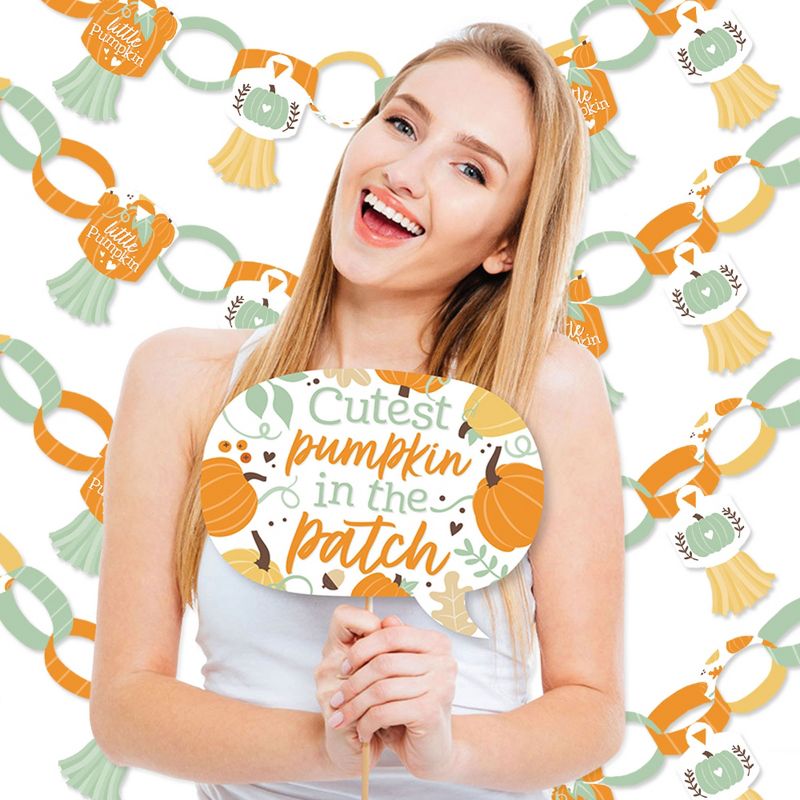 Big Dot of Happiness Little Pumpkin - Banner and Photo Booth Decorations - Fall Birthday Party or Baby Shower Supplies Kit - Doterrific Bundle, 2 of 8