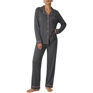 Ekouaer Pajamas Women's Long Sleeve Sleepwear Soft Button Down ...