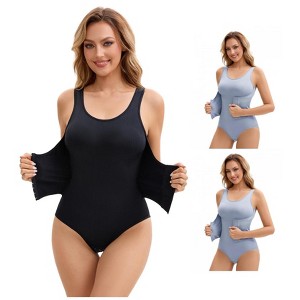 INSPIRE CHIC Women's 3 Rows Waist Cincher Butt Tummy Control Full Shapewear Body Shaper 3 Packs - 1 of 4