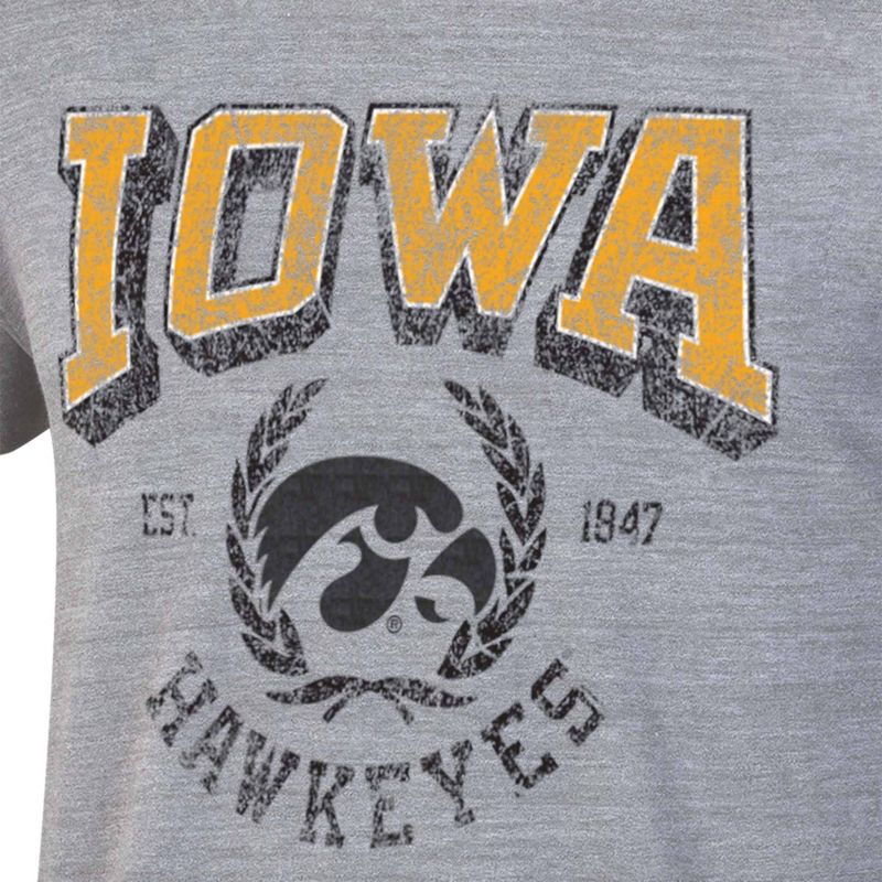 NCAA Iowa Hawkeyes Men&#39;s Gray Triblend T-Shirt, 3 of 4