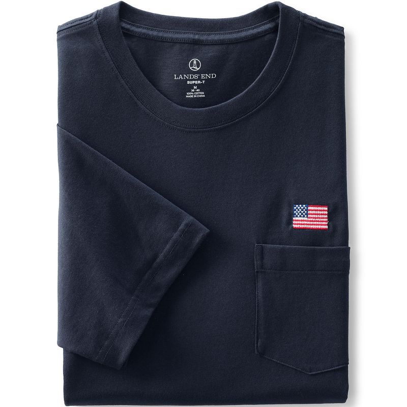 Lands' End Men's Super-T Short Sleeve T-Shirt with Pocket, 3 of 4