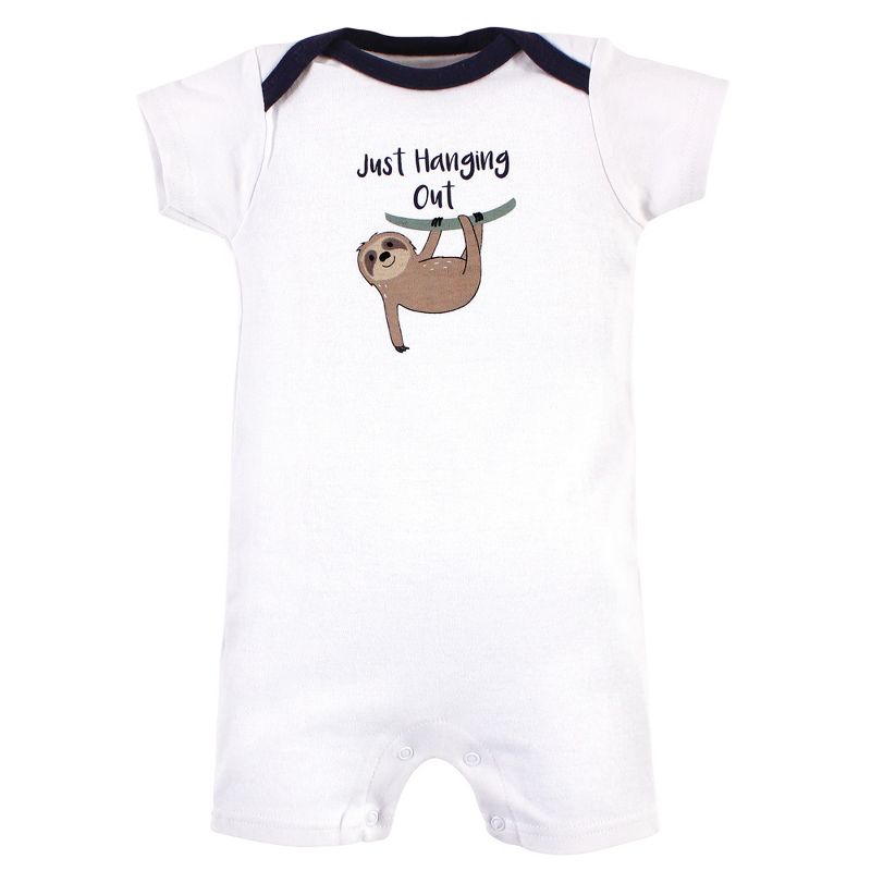 Hudson Baby Infant Boy Cotton Rompers, Sloth, 6 of 7
