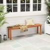 Costway 59" Long Patio Dining Bench with Teak Oil Finish & Slat Seat Accent Entryway Bench - 2 of 4
