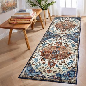 Vintage Area Rugs Washable Floral Carpet Non Slip Non Shedding Ultra Thin Floor Cover Foldable Oriental Indoor Mat for Bedroom Living Room - 1 of 4
