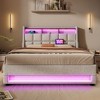 Sapphtopaz Bed Frame with Upholstered Headboard Wood Platform Bed with Hydraulic Storage, LED and USB Beds for Apartment, Bedroom - 4 of 4