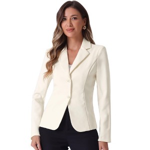 Allegra K Women's Elegant Work Office Lapel Collar Button Down Regular Fit Suit Blazer - 1 of 4