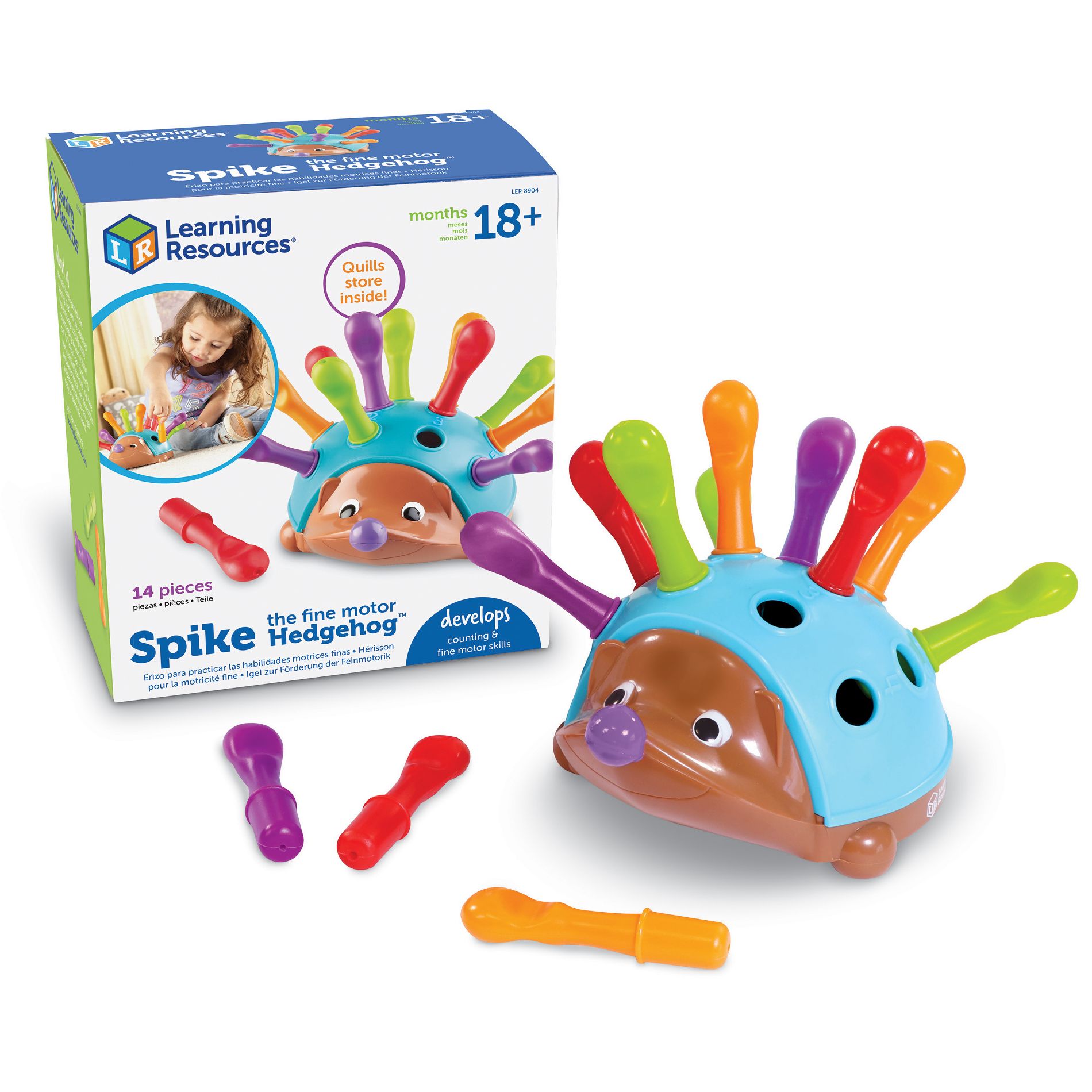 Learning Resources Spike the Fine Motor Hedgehog: Stacking Toys & Sorting Set, 14 Pieces, Develops Fine Motor Skills