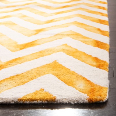 Ivory and Gold Hand-Tufted Wool Square Area Rug 7'x7'