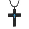 Steeltime 24" black and blue ip stainless steel cross pendant - 2 of 4
