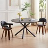 Racxily MDF Coffee Table - 47.25'' Round MDF Coffee Table, Metal Cross Legs, Leisure Tea Table, Dining/Living Room, 2-4 Persons, BLACK - 3 of 4