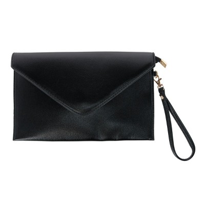CTM Women's Glossy Metallic Envelope Wristlet Clutch Handbag