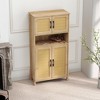 Bella Depot 23.6''W Storage Cabinet Modern 4-Door Storage Cabinet with Woven Rattan Doors & Adjustable Shelves - 3 of 4