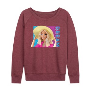 Women's - Barbie - Dream Lightweight French Terry Wide Neck Long Sleeve Graphic Shirt - 1 of 4