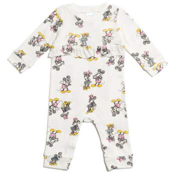 Disney Mickey Mouse Minnie Mouse Baby Girls Snap Sleep N' Play Coverall Newborn to Infant
