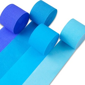 PartyWoo Crepe Paper Streamers Blue Dark Light Pastel 4 Rolls 328 ft 1.8 Inch x 82 Ft Roll - 1 of 4