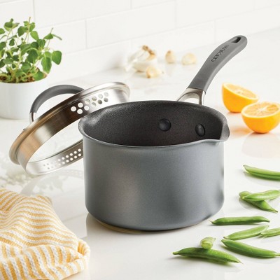 Graphite Aluminum Nonstick Saucier with Pour Spout and Lid