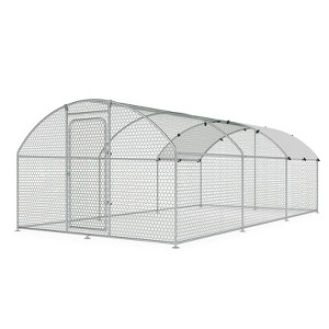XBRIGH Large Metal Chicken Coop Walk-in Poultry Cage Chicken Run Pen Duck House with Waterproof and Anti-Ultraviolet for Outdoor Farm Use Spire Roof - 1 of 4