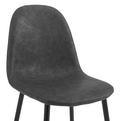 Weston Distressed Black Faux Leather Counter Height Barstools, Set of 2