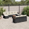 vidaXL 11 Piece Patio Sofa Set with Cushions Black Poly Rattan - Black and Cream With Table - 2 of 4