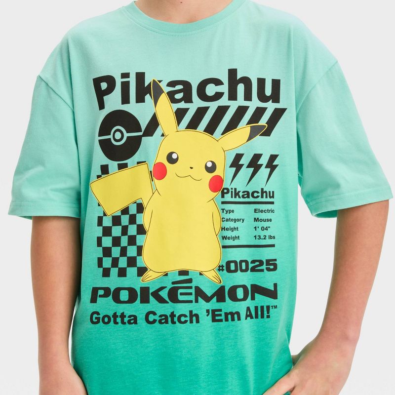 Boys&#39; Pokemon Drop Shoulder Short Sleeve Graphic T-Shirt - Green, 2 of 4